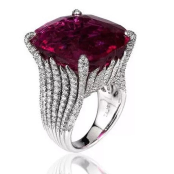 New Big Stone Red Zircon Ring - Picture 3 of 4